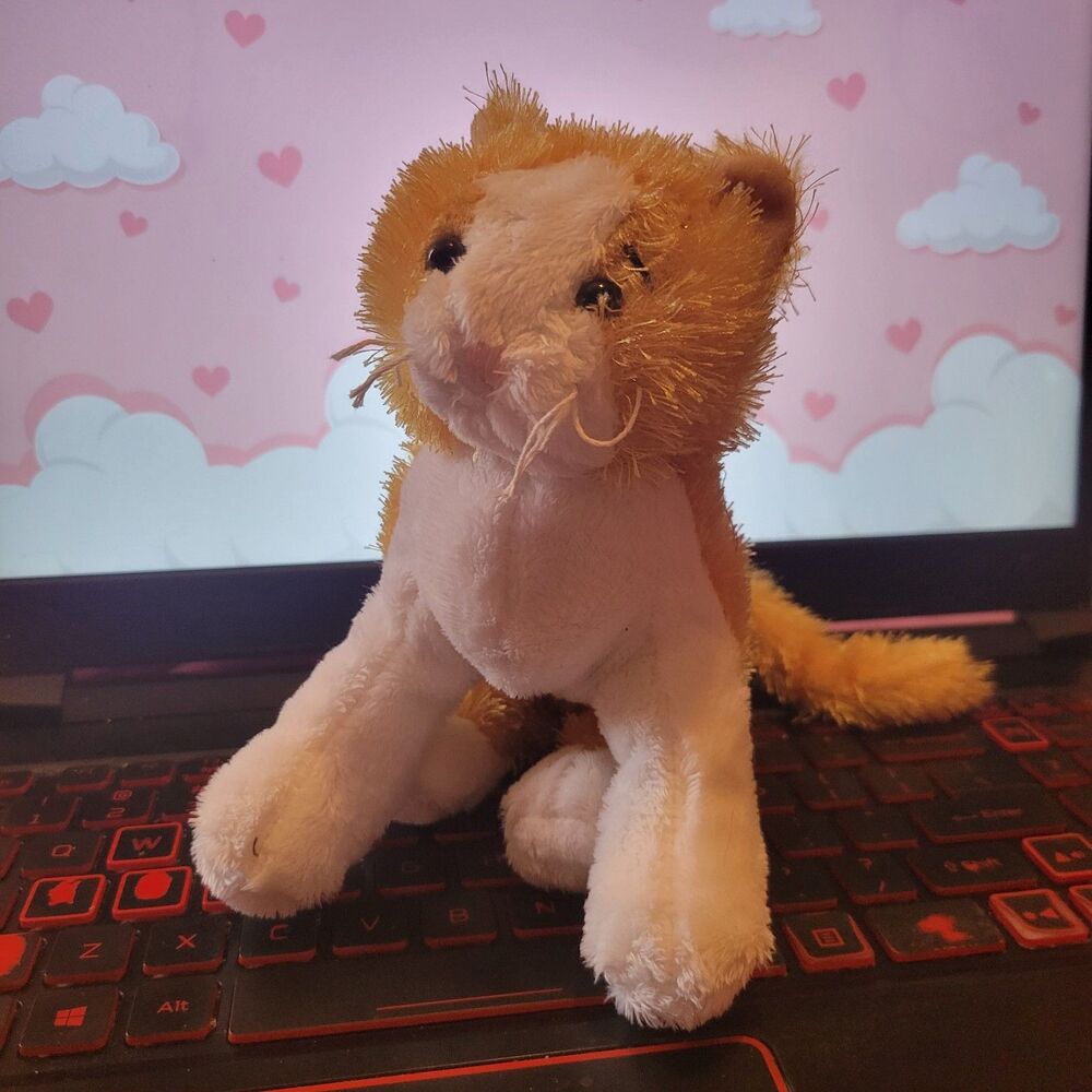 NO CODE - Webkinz Classic Gold and White Cat Plush